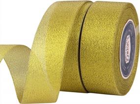 img 4 attached to VATIN Glitter Metallic Gold Ribbon 1-1/2In Wide Fabric For Gift Wrapping, Wedding Decorations, Hair Bows, Floral Projects 25 Yards X 2 Rolls