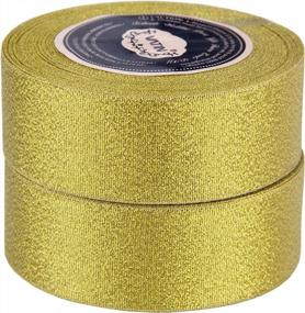 img 3 attached to VATIN Glitter Metallic Gold Ribbon 1-1/2In Wide Fabric For Gift Wrapping, Wedding Decorations, Hair Bows, Floral Projects 25 Yards X 2 Rolls