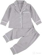 👖 merqwadd button-down pajama set for toddlers, 2-pcs cotton sleepwear with shirt and pants, unisex kids logo