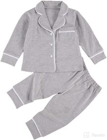 img 4 attached to 👖 Merqwadd Button-Down Pajama Set for Toddlers, 2-PCS Cotton Sleepwear with Shirt and Pants, Unisex Kids