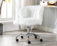 kmax fur home office chair современный белый вращающийся регулируемый по высоте настольный стул с металлической основой chorme для домашнего офиса, кабинета, спальни, тщеславия логотип