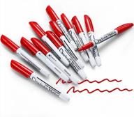 12-pack of thin low-odor red dry erase markers for whiteboards with fine tips from volcanics logo