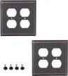 sleeklighting pack of 2 wall plate outlet switch covers decorative oil rubbed bronze variety of styles: decorator/duplex/toggle & combo size: 2 gang duplex logo
