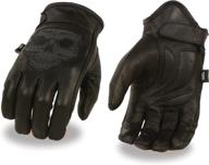 🧤 large men's leather motorcycle glove with reflective skull design and gel palm - high visibility and enhanced comfort logo