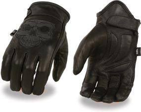 img 2 attached to 🧤 Large Men's Leather Motorcycle Glove with Reflective Skull Design and Gel Palm - High Visibility and Enhanced Comfort