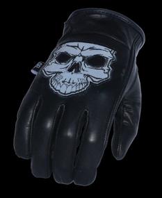 img 1 attached to 🧤 Large Men's Leather Motorcycle Glove with Reflective Skull Design and Gel Palm - High Visibility and Enhanced Comfort