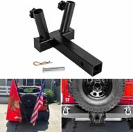 dual flag pole holder for jeep, suv, rv, pickup with universal hitch mount, compatibile with 2 inch hitch receivers, and anti-wobble screw logo