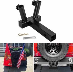 img 4 attached to Dual Flag Pole Holder For Jeep, SUV, RV, Pickup With Universal Hitch Mount, Compatibile With 2 Inch Hitch Receivers, And Anti-Wobble Screw