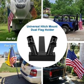 img 3 attached to Dual Flag Pole Holder For Jeep, SUV, RV, Pickup With Universal Hitch Mount, Compatibile With 2 Inch Hitch Receivers, And Anti-Wobble Screw