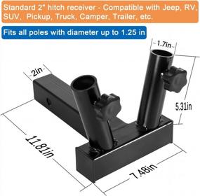 img 2 attached to Dual Flag Pole Holder For Jeep, SUV, RV, Pickup With Universal Hitch Mount, Compatibile With 2 Inch Hitch Receivers, And Anti-Wobble Screw