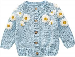 img 3 attached to Infant Baby Girl Knitted Cardigan Embroidery Long Sleeve Button Sweaters Tops Casual Jacket Fall Winter Clothes Outfit