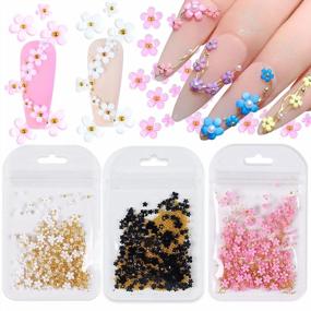 img 4 attached to Stunning Nail Art Decorations: AddFavor 3D Flower Nail Charms In Gold - 500PCS Acrylic Resin Flowers, Gems & Caviar Beads For DIY Nails Jewelry Design & Accessory For Women & Girls