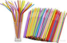 img 4 attached to 🎉 Vibrantly Colorful 13-inch Flexible Plastic Straws - 100PCS Disposable Bendy Party Fancy Straws for Extra Fun Party Decorations