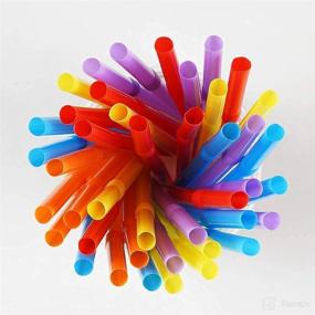 img 2 attached to 🎉 Vibrantly Colorful 13-inch Flexible Plastic Straws - 100PCS Disposable Bendy Party Fancy Straws for Extra Fun Party Decorations