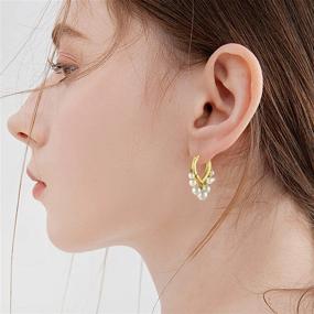 img 1 attached to 14K Gold Plated Huggie Hoop Earrings With Cute Ball Dangle For Women And Girls - Enhance Your Style