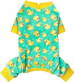 img 4 attached to Stretchable Yellow Duck Dog And Cat Pajamas For Small Dogs - Soft Material Dog Apparel For Comfy Sleepwear
