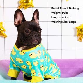 img 2 attached to Растяжимые пижамы для собак и кошек желтого цвета с уткой - мягкая одежда для собак, обеспечивающая комфортный отдых
