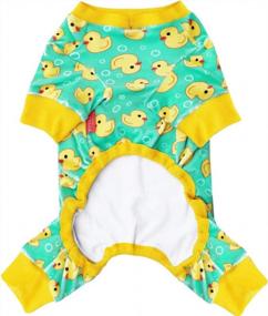 img 3 attached to Stretchable Yellow Duck Dog And Cat Pajamas For Small Dogs - Soft Material Dog Apparel For Comfy Sleepwear
