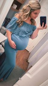 img 2 attached to Stunning Maternity Photography Dress - Molliya Long Maxi With Ruffles, Lace And Off-Shoulder Design