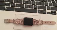 img 1 attached to Secbolt Band Compatible With Apple Watch Band 38Mm 40Mm 41Mm 42Mm 44Mm 45Mm IWatch Series 8/7/6/5/4/3/2/1, Top Grain Leather With Bling Crystal Diamonds Wristband Strap Accessories Women review by Doreen Johnson