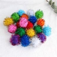 🐱 20 pack of assorted color sparkle balls for cats: large 1.5 inch pom pom cat toy - my cat's all time favorite logo