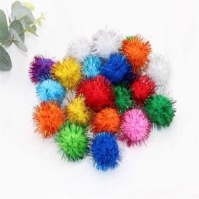 img 3 attached to 🐱 20 Pack of Assorted Color Sparkle Balls for Cats: Large 1.5 Inch Pom Pom Cat Toy - My Cat's All Time Favorite