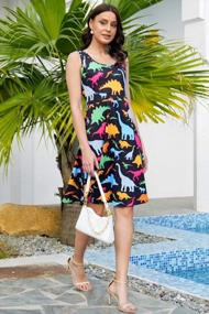 img 3 attached to Scoop-Neck Printed Sundress: Comfortable A-Line Midi Dress For Women By Fanient