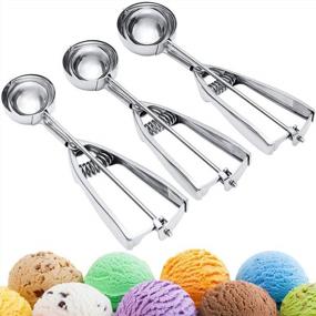 img 4 attached to Stainless Steel Cookie Scoop Set Of 3 - Perfect For Baking, Ice Cream, Cupcakes, And More! Includes Large, Medium, And Small Scoops For Precise Measurements - Kitchen Must-Have