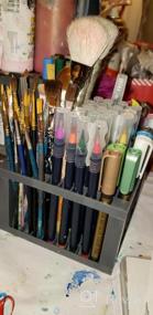 img 8 attached to Органайзер Transon Paint Brush Holder 96 слотов Настольный Caddy для ручек, карандашей, кистей, маркеров