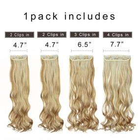 img 3 attached to REECHO 24" Curly Wavy 4 Pieces Blonde Mixed Clip In On Hair Extensions 25H613