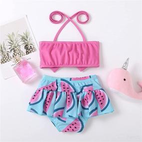 img 2 attached to 👶 Toddler Girl Swimsuits: Adorable 3-Piece Bikini Sets for Babies - Top, Shorts, and Hat included!