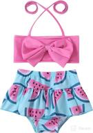 👶 toddler girl swimsuits: adorable 3-piece bikini sets for babies - top, shorts, and hat included! logo