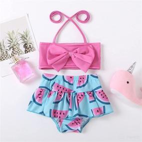 img 3 attached to 👶 Toddler Girl Swimsuits: Adorable 3-Piece Bikini Sets for Babies - Top, Shorts, and Hat included!