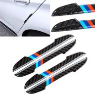 xotic tech real carbon fiber car side door edge guards protector sticker trim with m color strips - compatible with bmw logo