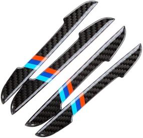 img 3 attached to Xotic Tech Real Carbon Fiber Car Side Door Edge Guards Protector Sticker Trim with M Color Strips - Compatible with BMW