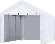 asteroutdoor 12x20 feet heavy duty carport with removable sidewalls & doors portable garage car canopy boat shelter tent for party, wedding, garden storage shed 8 legs, white logo