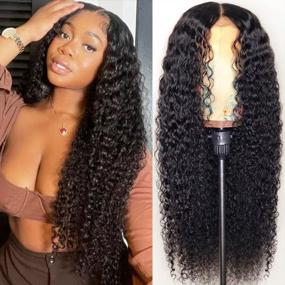 img 4 attached to Get Fabulous Curls With ALLRUN Brazilian Kinky Curly Human Hair Wig - Pre Plucked, Baby Hair, Bleached Knots, 150% Density, 4X4 Lace Front, Perfect For Black Women (16 Inch)