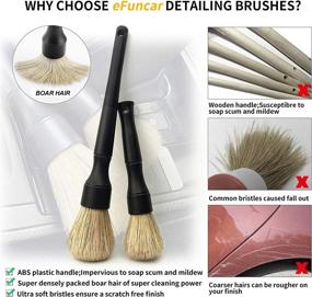 img 3 attached to 🚗 eFuncar Car Detailing Brush Kit - Interior and Exterior Auto Detail Brush Set with No Scratch Boar Hair - Cleaning Supplies for Air Vents, Engine Bay, Dashboard, Seats, and Wheels (2 Pack)