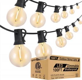 img 4 attached to 🌍 100ft Globe Outdoor String Lights - Dimmable LED Patio String Light with 34 Shatterproof G40 Bulbs - Commercial Hanging Lights for Party, Porch, Backyard, Bistro - Lightdot