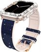 41mm midnight blue goton bling silicone band case for apple watch series 8/7 accessories with edge protector bumper [no glass] logo