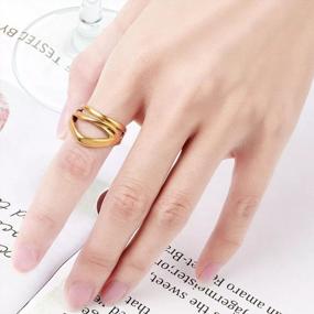 img 1 attached to 18K Gold Plated Women'S Statement Adjustable Band Ring - Stackable Boho Finger Jewelry