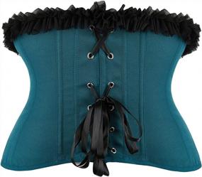 img 2 attached to Пояс-корсет Frawirshau для женщин Ренессанс плюс размер с оборками пиратский корсет пояс на шнуровке