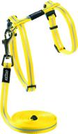 🐈 rogz reflective nylon cat leash and harness combination set - escape proof, fully adjustable - yellow logo