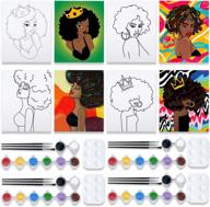 pre-drawn canvas painting kits set of 4 for adults - 8x10-inch afro queen blm girl art, ideal for paint and sip parties, with supplies and party decorations logo