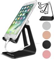 📱 universal adjustable aluminum desktop stand holder for samsung galaxy, iphone, ipad, nintendo switch & all smart phones - black logo