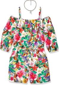 img 4 attached to Byer Girls Shoulder Ruffle Romper Girls' Clothing : Jumpsuits & Rompers
