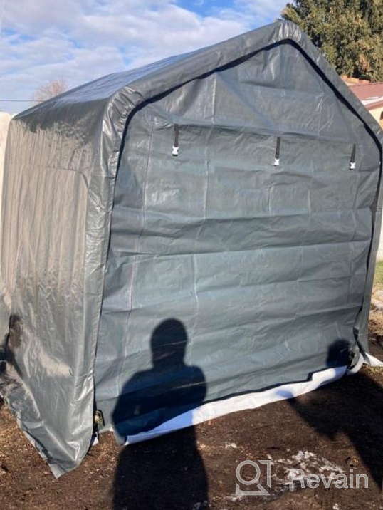 img 1 attached to 8X8 Ft Outdoor Storage Shelter Tent With Rollup Zipper Door - Waterproof And UV Resistant Carport Shed For Bicycle, Motorcycle ATV & Gardening Vehicle - ASTEROUTDOOR Portable Garage Kit Dark Gray review by Chad Sorensen