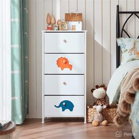 img 2 attached to 🧸 4-Drawer Kid Dresser: FRAPOW Baby Child Organizer with Wood Top - Ideal for Living Room Bedroom Hallway Storage