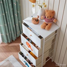 img 1 attached to 🧸 4-Drawer Kid Dresser: FRAPOW Baby Child Organizer with Wood Top - Ideal for Living Room Bedroom Hallway Storage