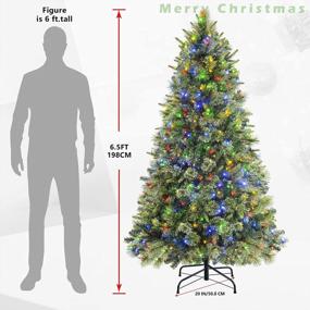 img 3 attached to SHareconn 6.5Ft Prelit Premium Artificial Hinged Christmas Pine Tree With 350 Warm White & Multi-Color Lights, 60 Pine Cones And Foldable Metal Stand, Perfect Choice For Xmas Decoration, 6.5 FT